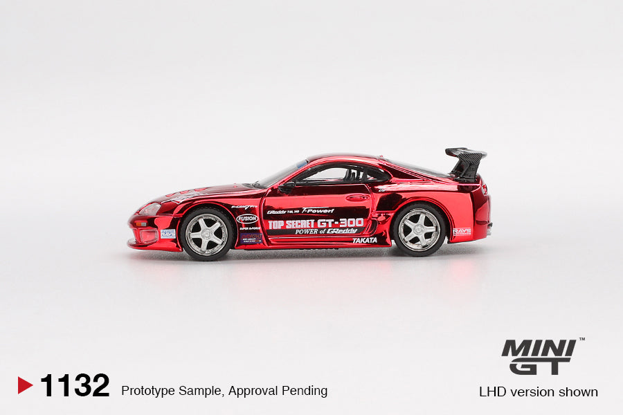 Mini GT #1132 - Toyota Supra (A80) Top Secret GT-300 Top Secret, Red Chrome | 1:64