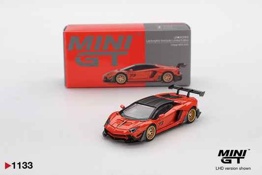 Mini GT #1133 - LB★WORKS Lamborghini Aventador, Limited Edition Orange MDX 2025 | 1:64