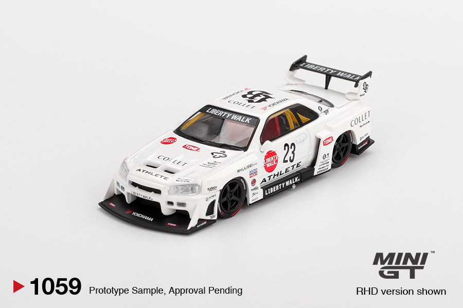Mini GT #1059 - Nissan LB-ER34 Super Silhouette ATHLETE/COLLET, white | 1:64