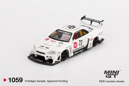 Mini GT #1059 - Nissan LB-ER34 Super Silhouette ATHLETE/COLLET, white | 1:64