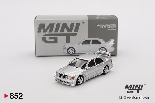 Mini GT #852 - Mercedes-Benz 190E 2.5-16 Evolution II, Astral Silver | 1:64