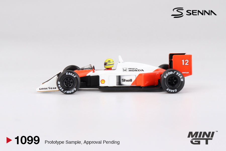 Mini GT #1099 - McLaren MP4/4 #12 Ayrton Senna 1988 Japanese Grand Prix Winner | 1:64