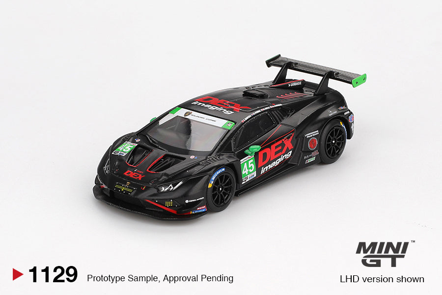 Mini GT #1129 -Lamborghini Huracán GT3 EVO2 #45 No. 45 DEX Imaging  2024 IMSA Daytona 24 Hrs | 1:64