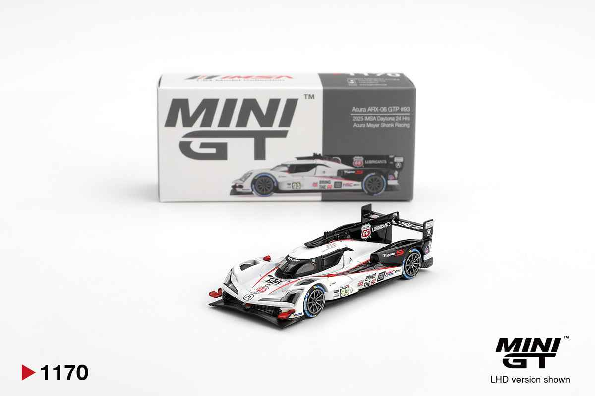 Mini GT #1170 - Acura ARX-06 GTP #93 Acura Meyer Shank Racing 2025 IMSA Daytona 24 Hrs | 1:64