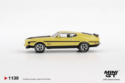 Mini GT #1139 - Ford Mustang Mach1, Grabber Yellow | 1:64