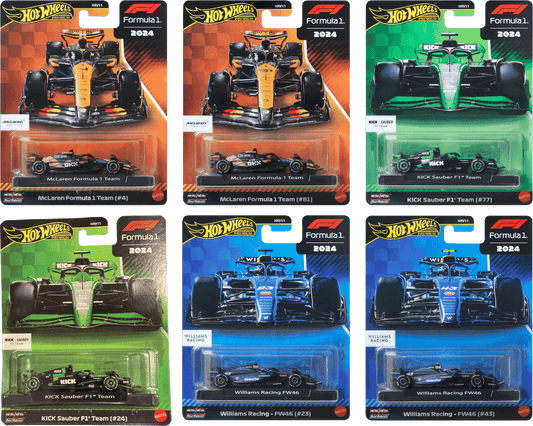 Hot Wheels Premium F1 2024 Set: McLaren, Sauber, Williams: Norris, Piastri & Co. | 1:64