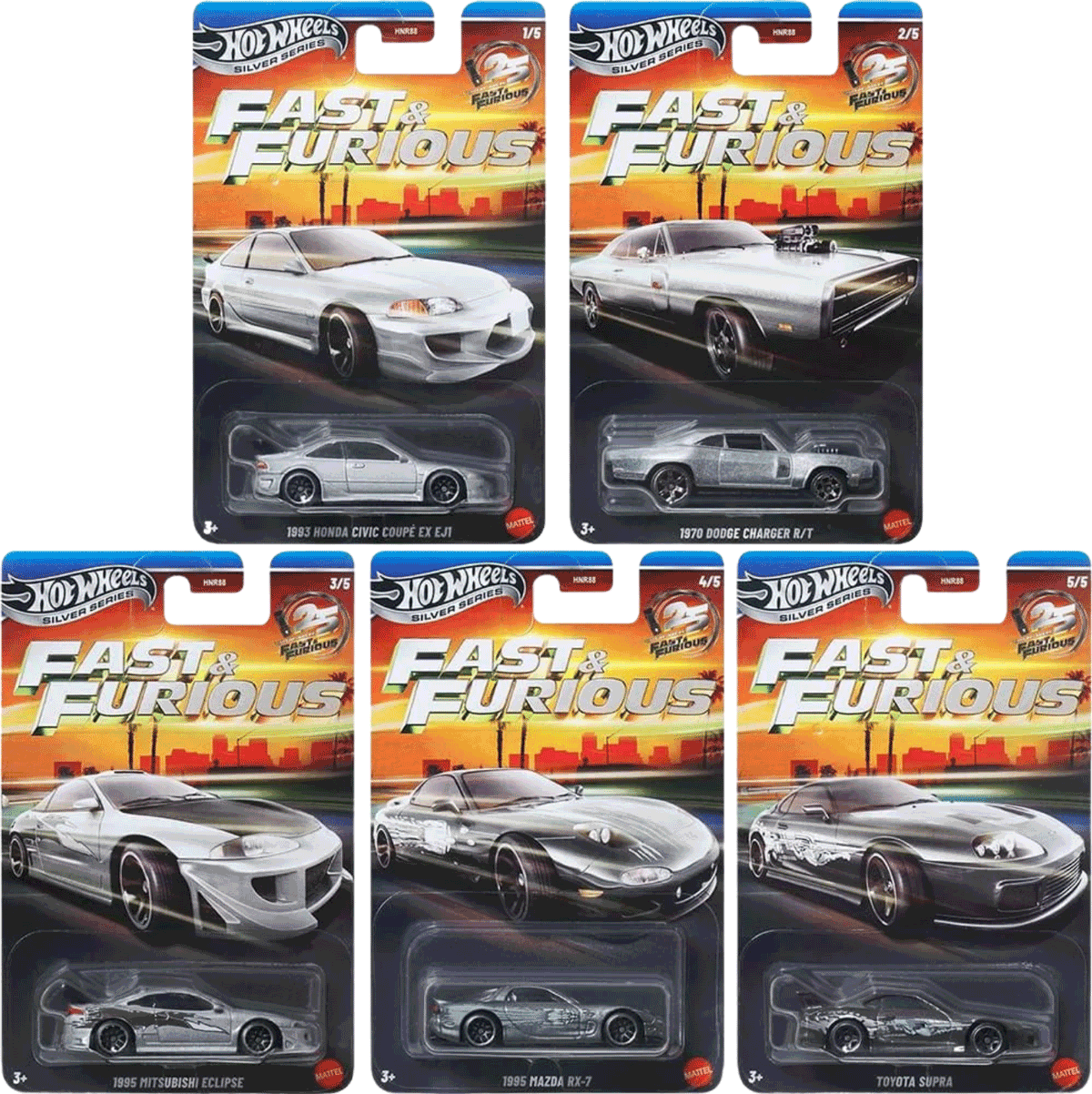 Hot Wheels 2026 Silver Series Fast and Furious 25 Years of Fast & Furious Set | 1:64
