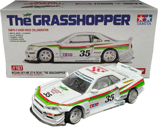 Kaido House - Mini GT: Nissan Skyline GT-R (R34) Tamiya *The Grasshopper* V1 (KHMG167) inkl. CHANCE auf CHASE! | 1:64
