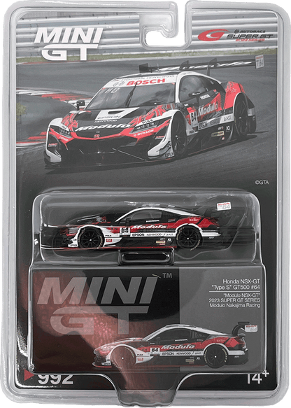 Mini GT #992 - Honda NSX-GT Type S GT500 #64 Modulo NSX-GT Modulo Nakajima Racing SUPER GT, schwarz/weiß/rot | 1:64