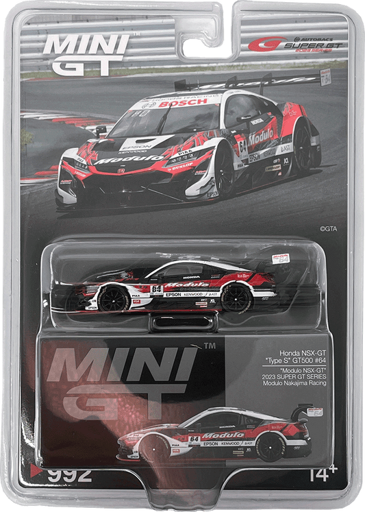 Mini GT #992 - Honda NSX-GT Type S GT500 #64 Modulo NSX-GT Modulo Nakajima Racing SUPER GT, schwarz/weiß/rot | 1:64