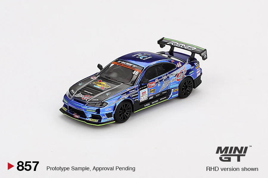 Mini GT #857 - Nissan Silvia S15 #70, D-MAX Racing D1 Grand Prix 2023, blau | 1:64
