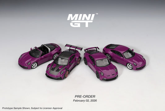 Mini GT S0021 - Porsche 911 (992) Rubystone Red 4 Cars Set | 1:64