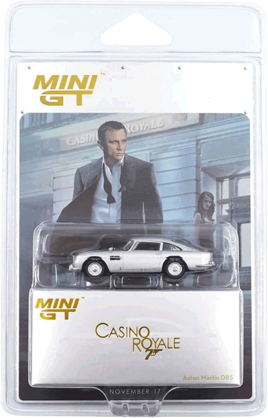 Mini GT #909-007E - Aston Martin DB5 “Casino Royale” English Blister Packaging | 1:64