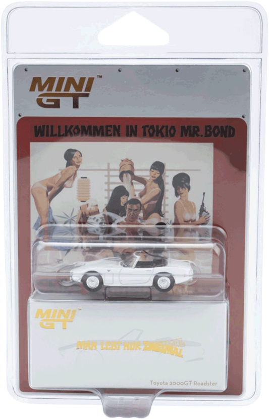 Mini GT #915-007E - Toyota 2000GT “Man lebt nur einmal!” German Blister Packaging | 1:64