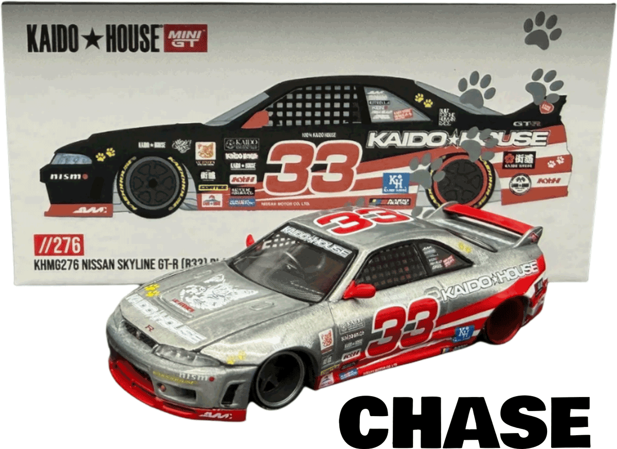Kaido House - Mini GT: Kaido GT Nissan Skyline GT-R (R33) Black Kaido Cat (KHMG276) inkl. CHANCE auf CHASE! | 1:64