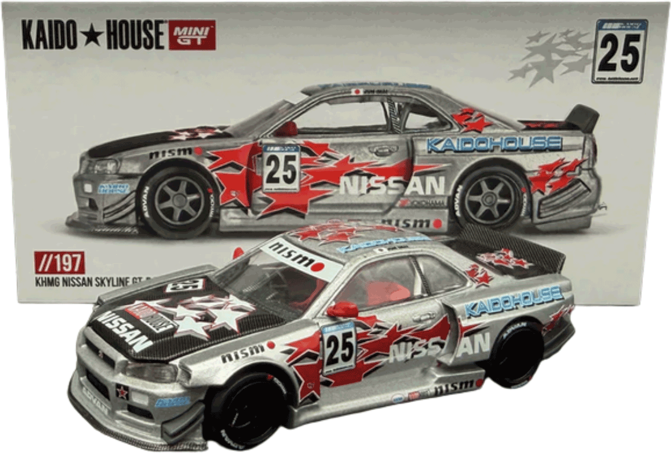Kaido House - Mini GT: Nissan Skyline GT-R (R34) Kaido Star Racing V1 (KHMG197) inkl. CHANCE auf CHASE! | 1:64