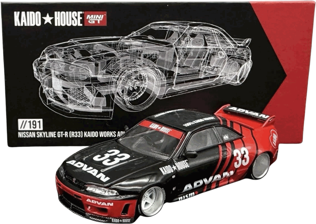 Kaido House - Mini GT: Nissan Skyline GT-R (R33) Kaido Works *ADVAN* (KHMG191) inkl. CHANCE auf CHASE | 1:64