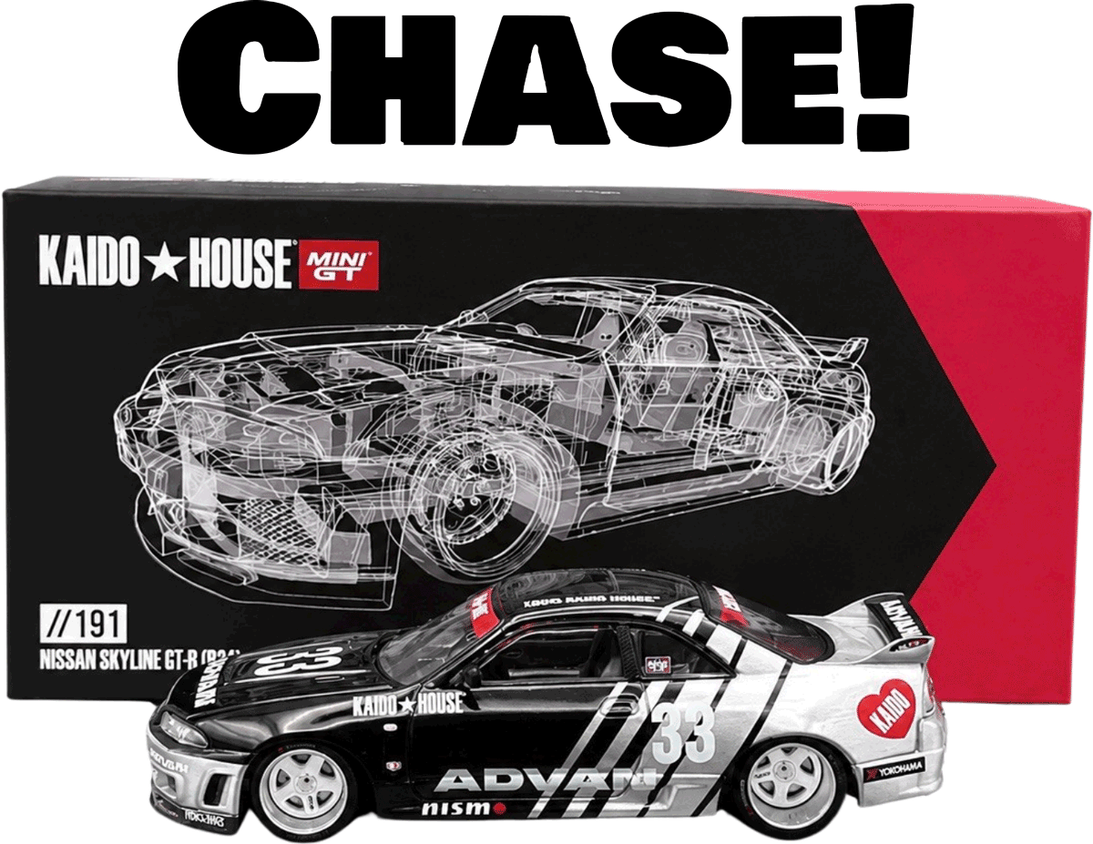 Kaido House - Mini GT: Nissan Skyline GT-R (R33) Kaido Works *ADVAN* (KHMG191) inkl. CHANCE auf CHASE | 1:64