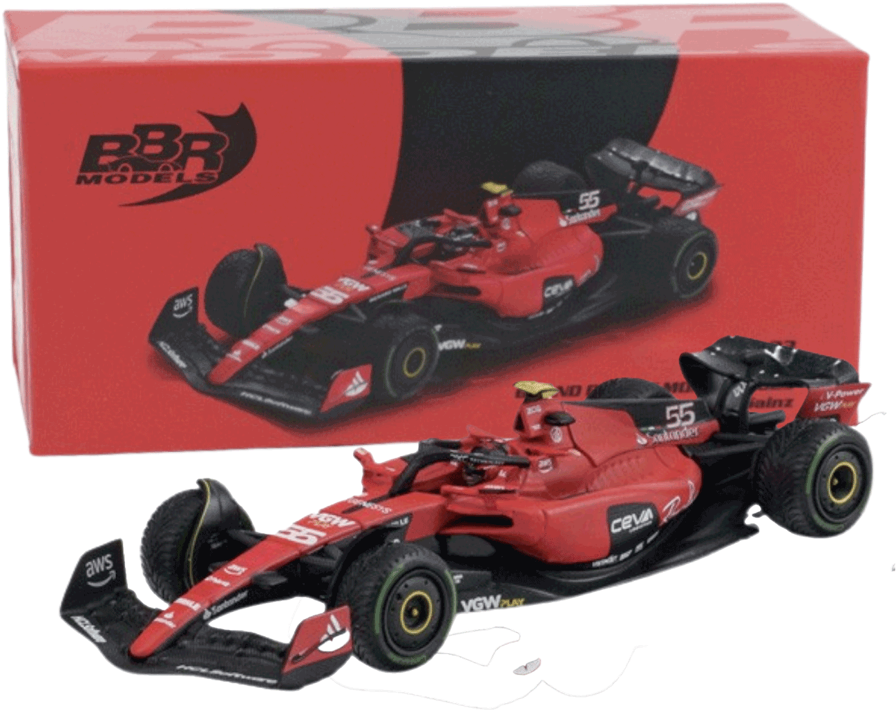 BBR Models - Mini GT: Ferrari SF23 #55 C. Sainz, Monaco GP 2023 | 1:64