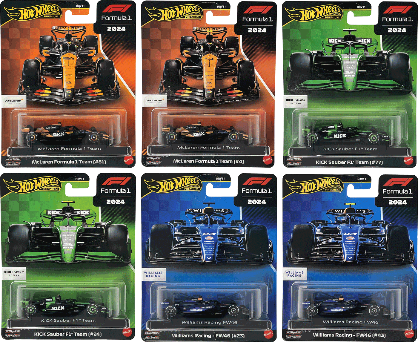 Hot Wheels Premium F1 2024 Set: McLaren, Sauber, Williams: Norris, Piastri & Co. | 1:64