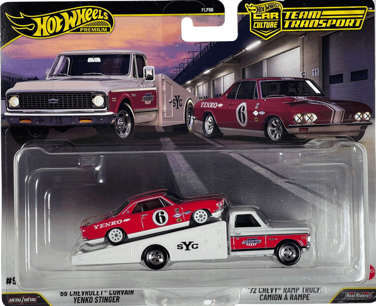 Hot Wheels 2026 Team Transport '66 Chevrolet Corvair Yenko Stinger & '72 Chevy Ramp Truck | 1:64