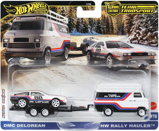 Hot Wheels Team Transport DMC Delorean & HW Rally Hauler | 1:64