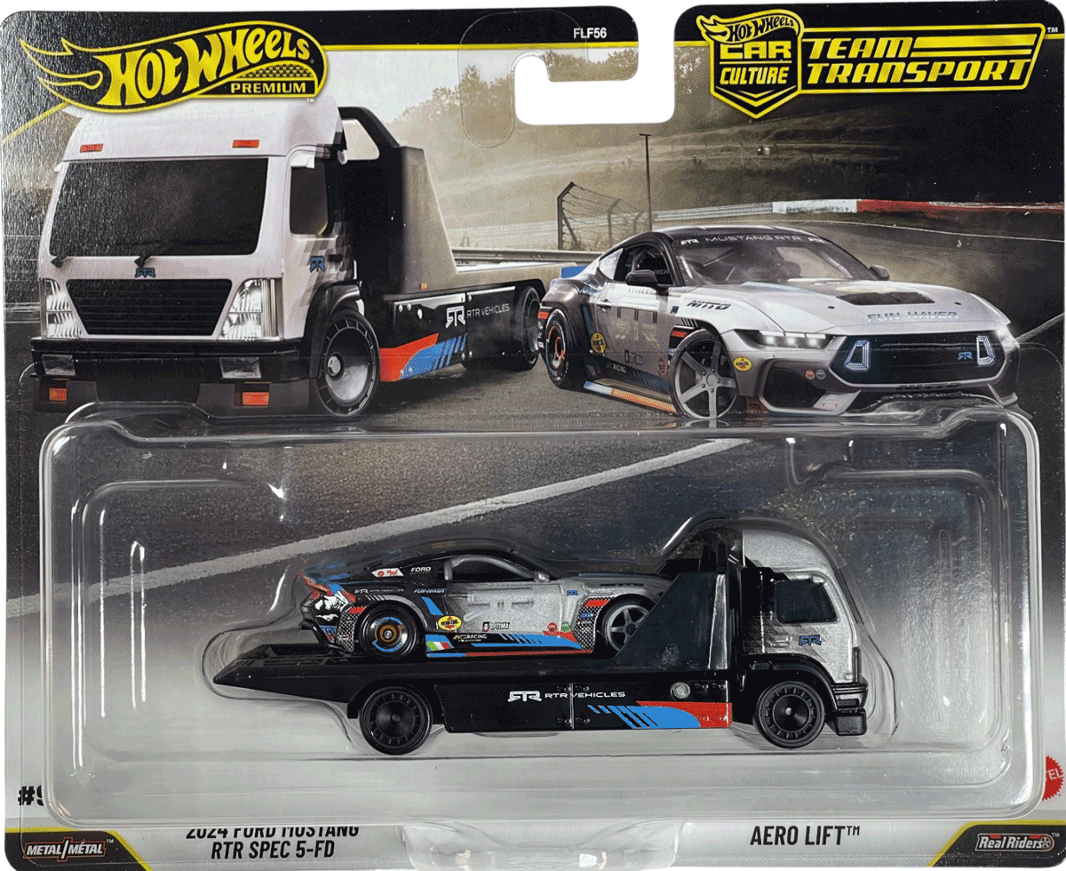 Hot Wheels 2026 Team Transport 2024 Ford Mustang RTR Spec 5-FD & Aero Lift | 1:64