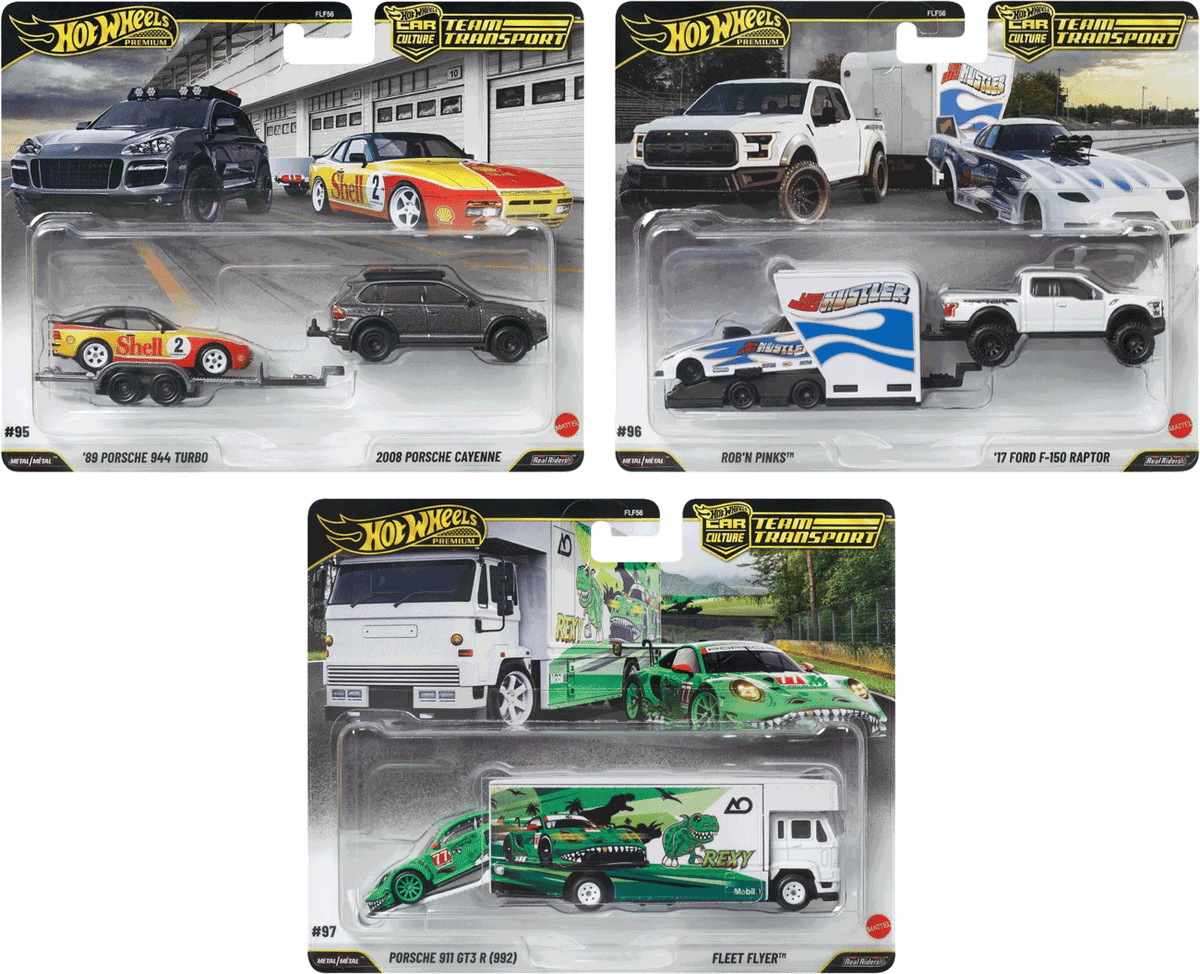 Hot Wheels 2026 Team Transport Set: Porsche REXY, Porsche 944 & Rob'n Pinks | 1:64