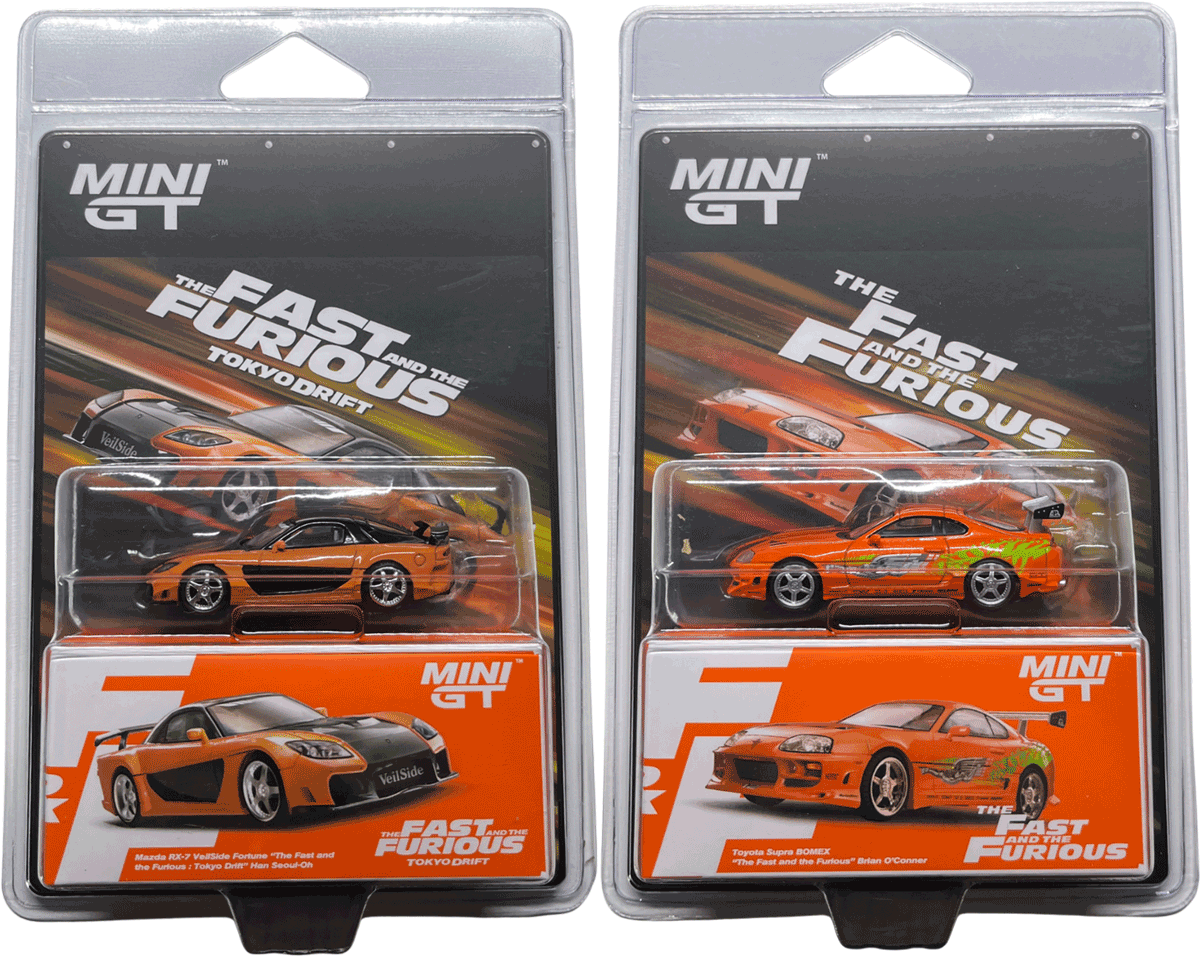 Mini GT MDX EXCLUSIVE #1250 & #1251 Fast & Furious Set of 2: Toyota Supra & Mazda RX-7 | 1:64