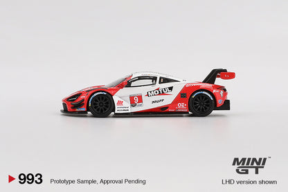 Mini GT #993 - McLaren 720S GT3 EVO *Pfaff* Motorsports Laguna Seca, white/red | 1:64