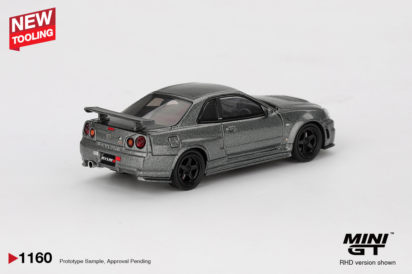 Mini GT #1160 - Nissan Skyline GT-R, Dark Metal Gray (NISMO BNR34 CRS Version) | 1:64