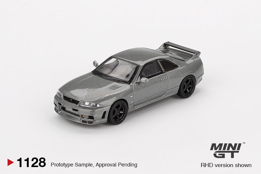 Mini GT #1128 - NISSAN Skyline GT-R, Dark Metal Gray (NISMO BCNR33 CRS Version) | 1:64