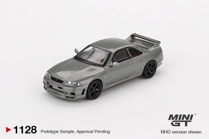 Mini GT #1128 - NISSAN Skyline GT-R, Dark Metal Gray (NISMO BCNR33 CRS Version) | 1:64