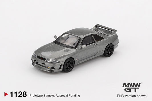Mini GT #1128 - NISSAN Skyline GT-R, Dark Metal Gray (NISMO BCNR33 CRS Version) | 1:64