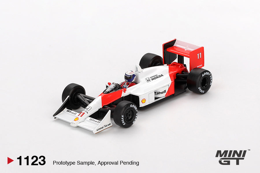 Mini GT #1123 - McLaren MP4/4 #11 Alain Prost 1988 Japanese Grand Prix 2nd Place | 1:64