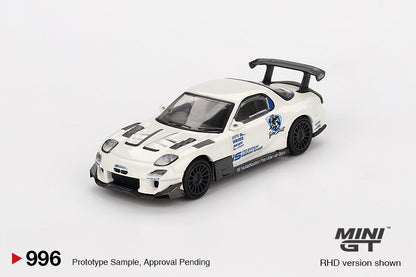 Mini GT #996 - Mazda RX7 (FD3S) Itosyoukai Rei-Gouki with Re Amemiya, weiß/blau | 1:64