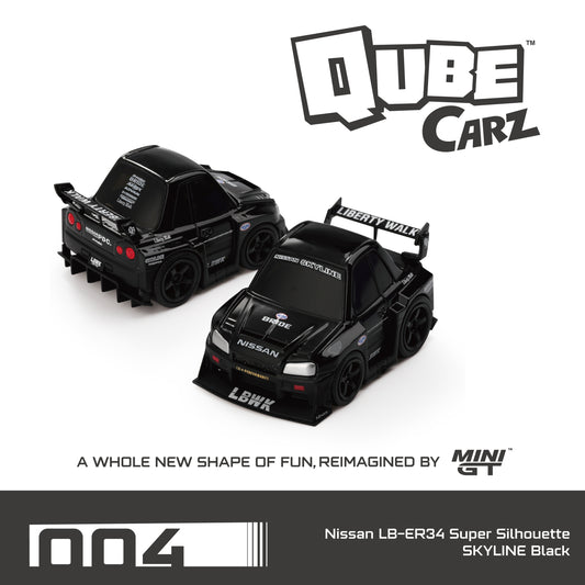 Mini GT - QubeCarz #004: Nissan GTR (R34) LB-Super Silhouette, black | 1:64
