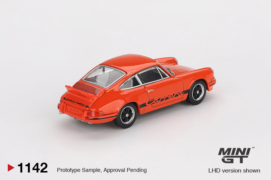 Mini GT #1142 - Porsche 911 Carrera RS 2.7 Tangerine with Black Livery | 1:64