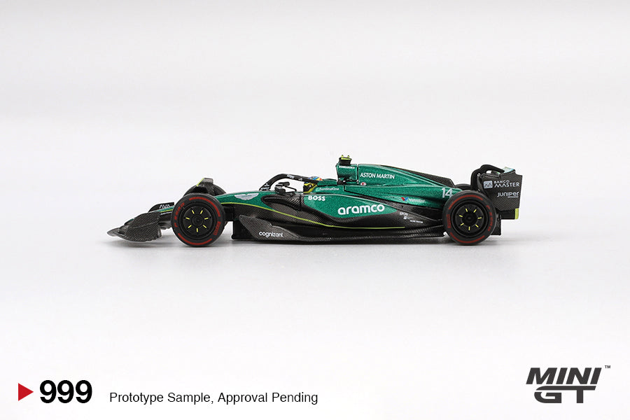 Mini GT #999 - Aston Martin AMR24 #14 Fernando Alonso Bahrain GP 2024, green | 1:64