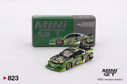Mini GT #823 - Nissan Silvia S15 LB-Super Silhouette #555 V2 Formula Drift Japan, green/yellow | 1:64