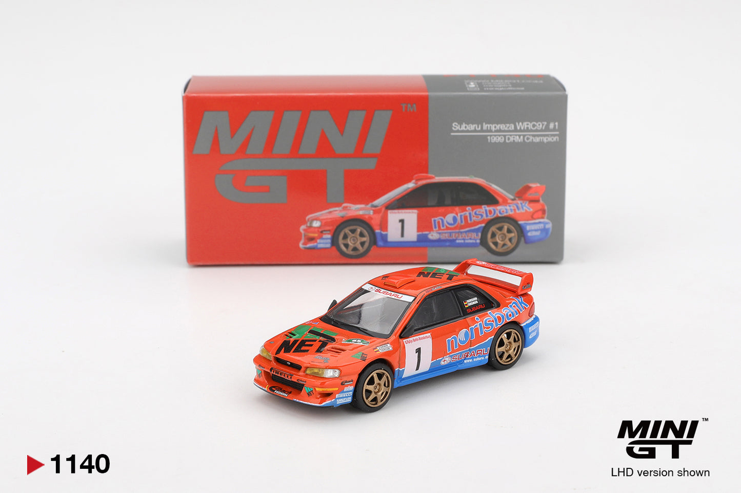 Mini GT #1140 - Subaru Impreza WRC97 #1 1999 DRM Champion | 1:64