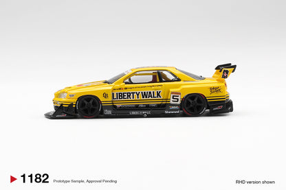 Mini GT #1182 - Nissan LB-ER34 Super Silhouette SKYLINE, Sport Yellow | 1:64