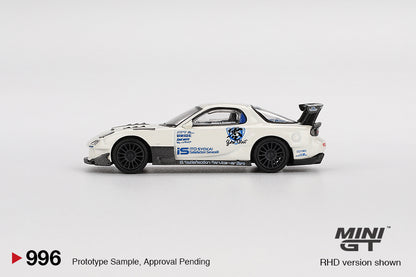 Mini GT #996 - Mazda RX7 (FD3S) Itosyoukai Rei-Gouki with Re Amemiya, weiß/blau | 1:64