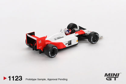 Mini GT #1123 - McLaren MP4/4 #11 Alain Prost 1988 Japanese Grand Prix 2nd Place | 1:64