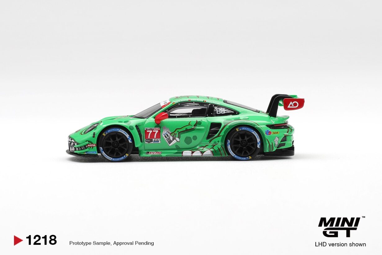Mini GT #1218 - Porsche 911 GT3 R (992) #77 AO Racing 2025 IMSA Sebring 12 Hrs Class Winner | 1:64